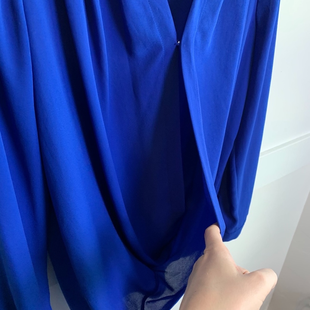 Bellatrix Blue Wrapped Long Sleeve Blouse - Picture 7 of 8